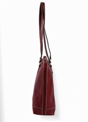 Luxusní velká kožená taška IL GIGLIO v hnědé barvě - bok tašky.