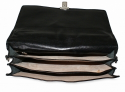 Luxusní kožená taška-aktovka v černé barvě, IL GIGLIO - vnitřní členění tašky.