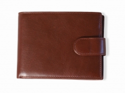 Pánská hnědá kožená peněženka CRISTIAN CONTE s kapsami na kreditní karty a doklady.